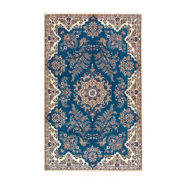 Pasargad DC Light Blue Handmade Silk & Wool Rug For Sale