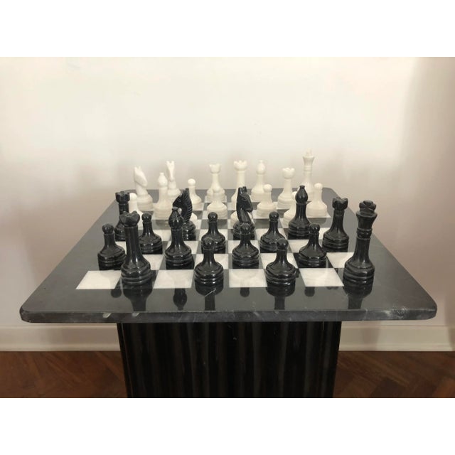 Vintage White and Black Volterra Marble Chess Board, 1950s For Sale - Image 13 of 14