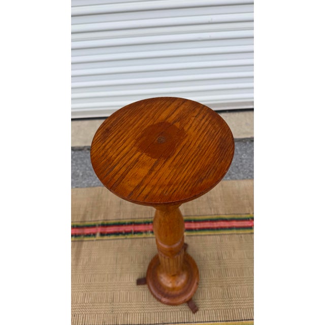 Shabby Chic A Vintage Antique Turned Oak Pedestal, Circa 1890’s For Sale - Image 3 of 12