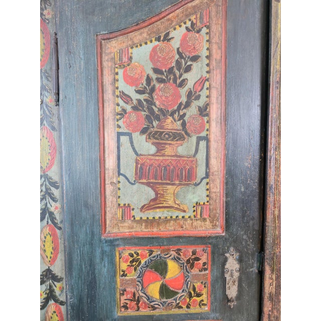 Green Floral Painted Wedding Cabinet, Upper Austria, 1795 For Sale - Image 8 of 13
