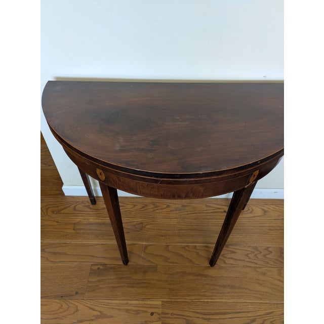 Early 19th Century George III Inlaid Demi Lune Table For Sale - Image 4 of 5