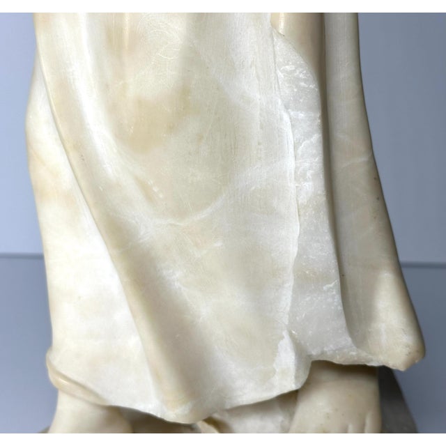 19th Century Adolfo Luchini Alabaster Sculpture: Italian Harvest Maiden, 20" For Sale - Image 9 of 10