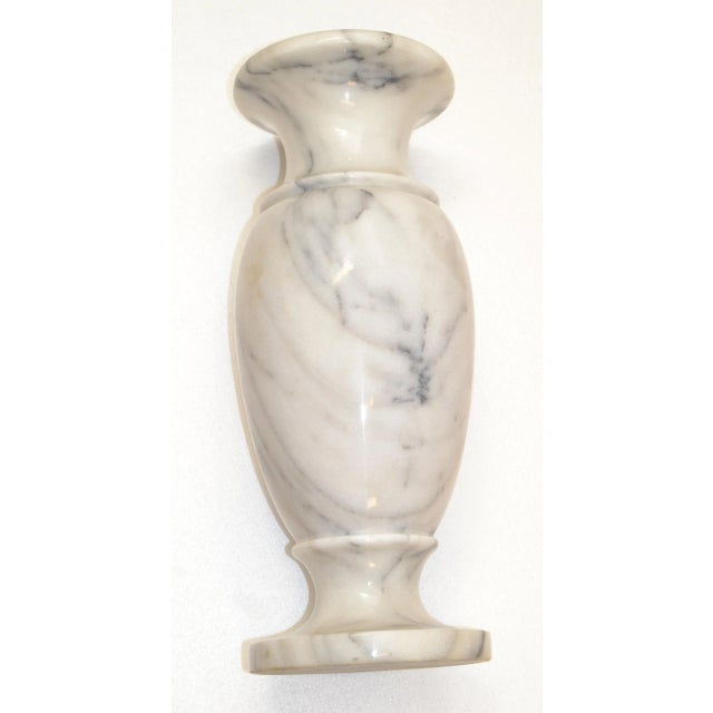 Antique White Art Deco Style 20th Century Hand-Carved Carrara Marble Vase Urn Vessel Italy For Sale - Image 8 of 13