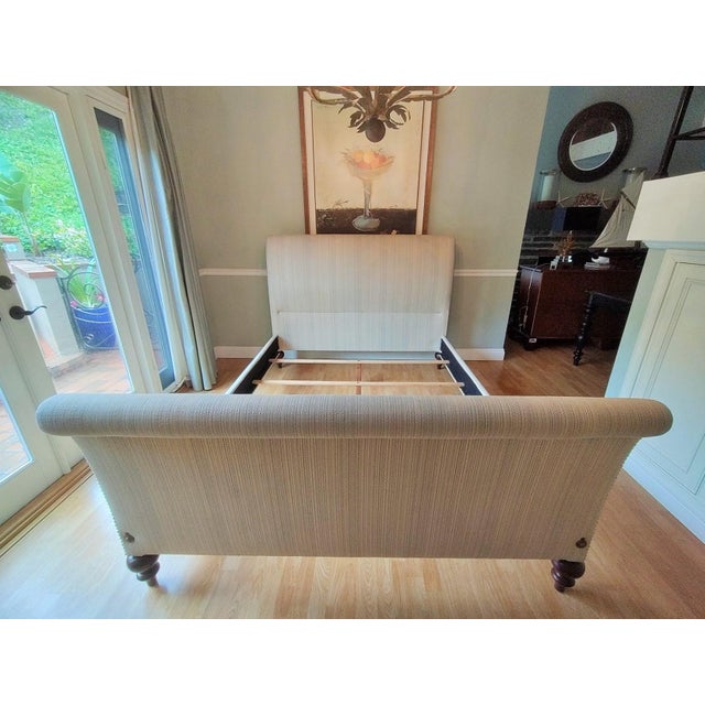 This gorgeous queen bed frame is one of a kind. It is custom upholstered in a beautiful heavy-duty fabric in neutral and...