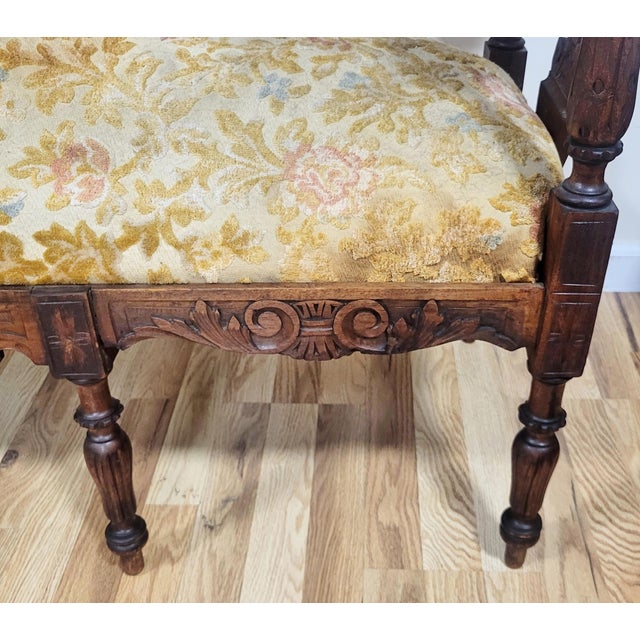 Antique Italian Renaissance Settee Hand Carved Walnut "Cherub" Loveseat Sofa For Sale - Image 14 of 16