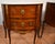 Wood 1910 Pair of Antique French Louis XV Walnut & Satinwood Inlay Marble Top Nightstands For Sale - Image 7 of 15