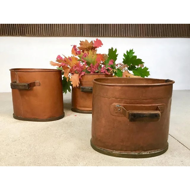 Large Antique Copper Fireplace Log Holders, 1850s, Set of 3 For Sale - Image 11 of 18