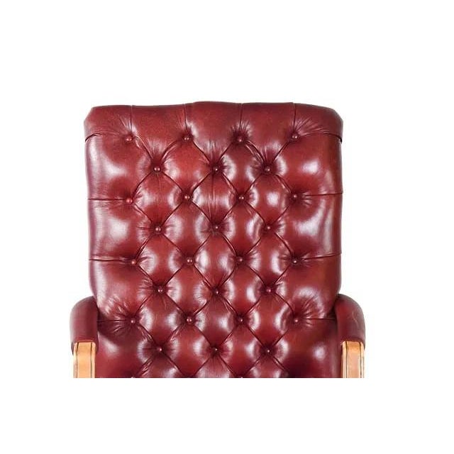 Chesterfield Style Tufted Leather High Back Executive Office Chair For Sale - Image 4 of 13