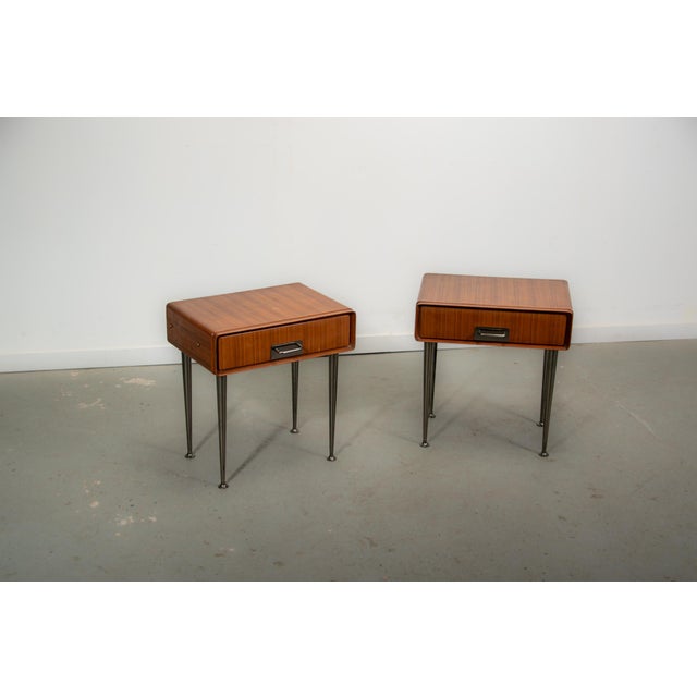 Italian Nightstands in Teak with Brass Details. 1970s, Set of 2 For Sale - Image 12 of 12
