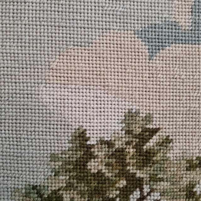 Antique Handmade Gobelin Large Victorian Needlepoint Cottage Scene Wall Art Wool Tapestry in Gilded Baroque Frame, 19th Century For Sale - Image 6 of 11