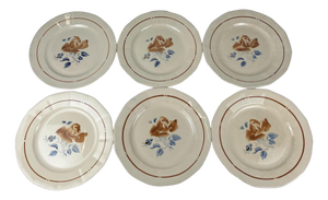 Vintage Dinner Plates with Floral Motif from Sarreguemines, 1920s, Set of 6
