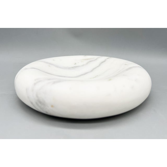Stone Contemporary White Marble Catchall Dish, Sculptural Stone Trinket Tray - Organic Modern, Minimalist, Transitional For Sale - Image 7 of 11