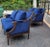 Blue Pair of Ethan Allen Louis XVI–Style Loveseats in Blue Velvet With Carved Walnut Frames For Sale - Image 8 of 16