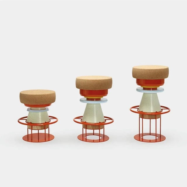 Wood Set of Medium Black Tembo Stool by Note Design Studio For Sale - Image 7 of 8