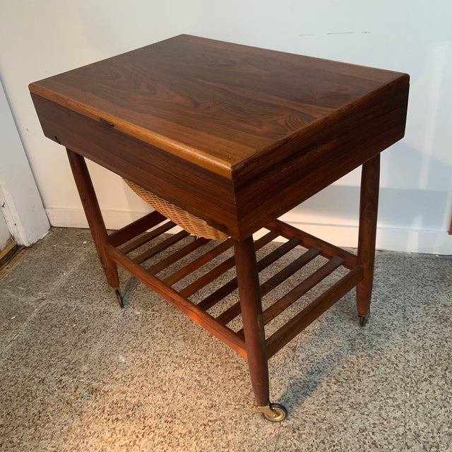 Ejvind A. Johansson 1960s Danish Modern Rosewood Sewing Stand by Johansson For Sale - Image 4 of 12