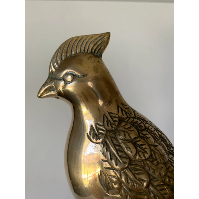 Vintage Mid Century Brass Bird Figurine For Sale - Image 4 of 9