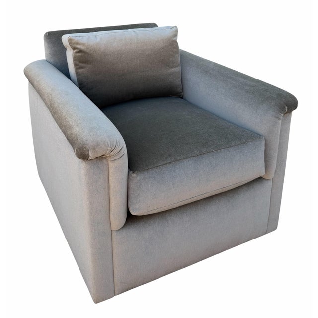 J. Robert Scott 1 of 2 Art Deco J. Robert Scott Mohair Swivel Club Chair For Sale - Image 4 of 8