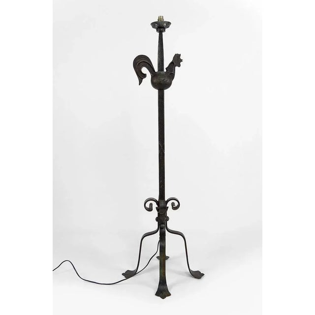 1950s Rooster Floor Lamp in Wrought Iron by Jean Touret for Ateliers Marolles, 1950s For Sale - Image 5 of 12