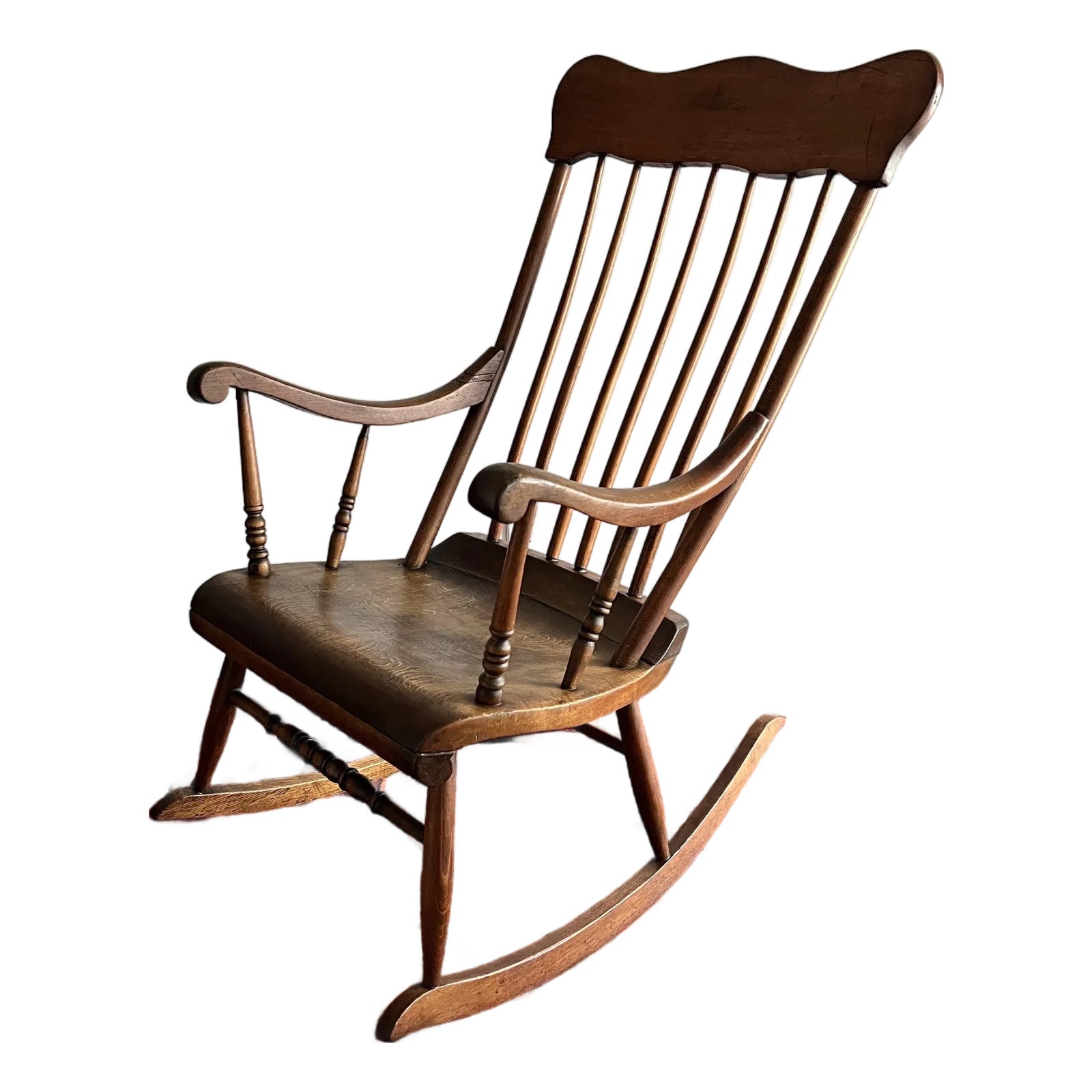 Vintage Rocking Chair Spindle Back Farmhouse Mid Century | Chairish