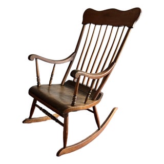 Vintage Rocking Chair Spindle Back Farmhouse Mid Century For Sale