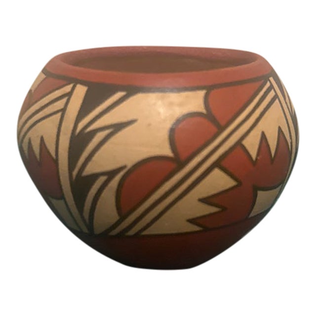 Vintage Native American Style Polychrome Small Pottery Bowl For Sale