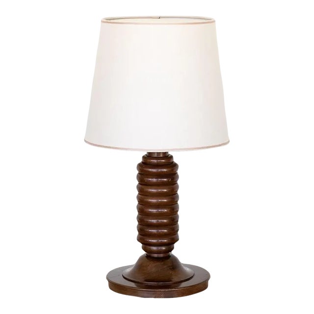 1940s Large French Ribbed Wood Table Lamp Chairish
