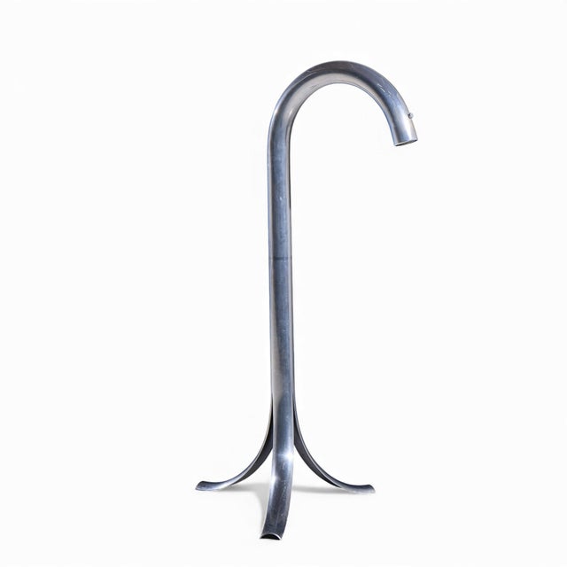 Silver John Mascheroni Mid Century Aluminum Tubo Floor Lamps - Pair For Sale - Image 8 of 9