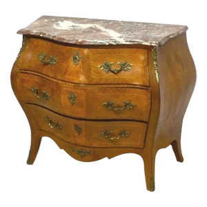 Bombay Inlaid Chest Commode W/ Marble Top