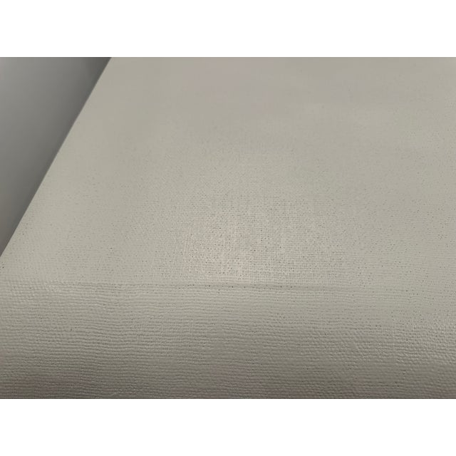 Vintage White Painted Lacquered Linen Wrapped Coffee Table For Sale - Image 4 of 12