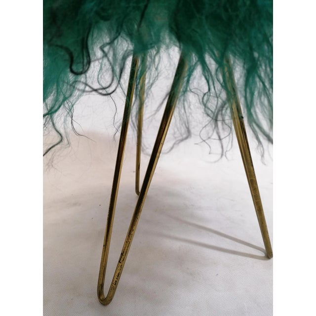 Vintage Fell & Brass Stool, 1970s For Sale - Image 4 of 5