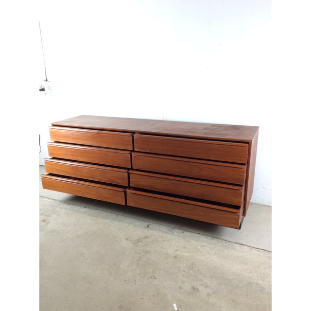 Danish Modern Teak 8 Drawer Lowboy Dresser For Sale - Image 15 of 18