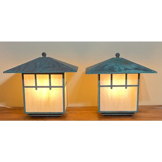 One Of A Kind highly distinctive pair of handcrafted table lamps, blending the timeless architectural lines of the Arts &...