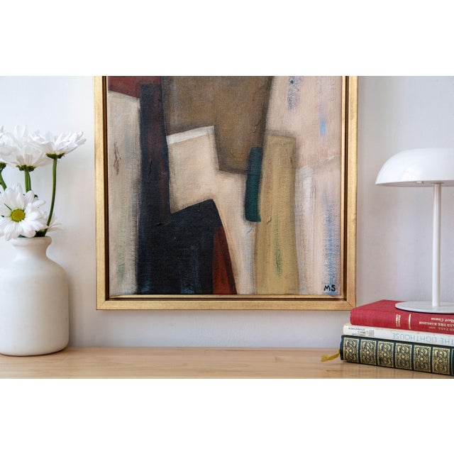 Tall Vertical Original Abstract Painting on Canvas in Gold Frame For Sale In New York - Image 6 of 13