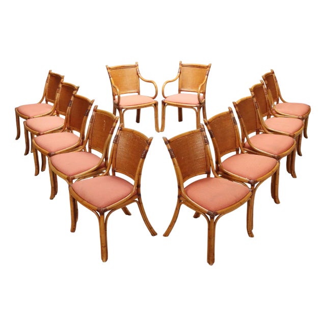 Bamboo Chairs, 1960s, Set of 12 For Sale