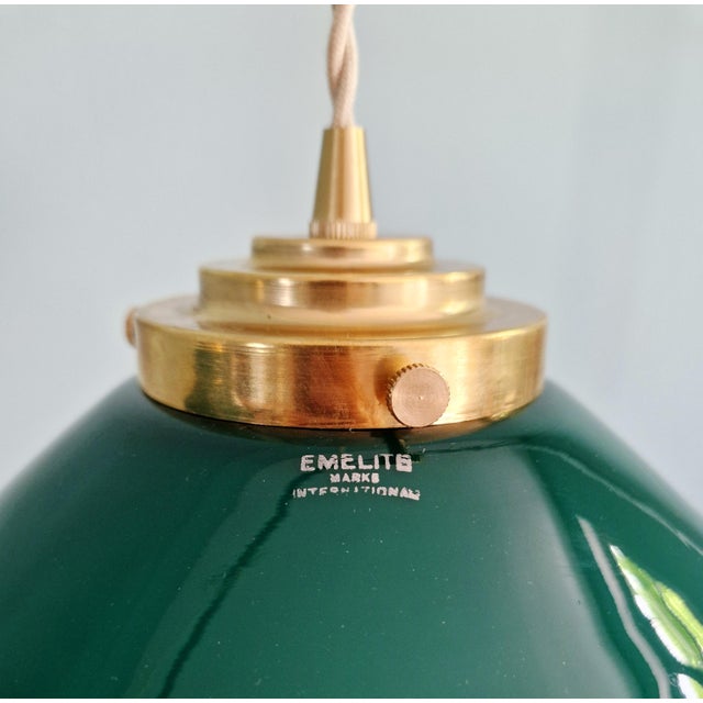 Art Deco Conical Green Opaline Pendant Lights, Set of 2 For Sale - Image 6 of 17