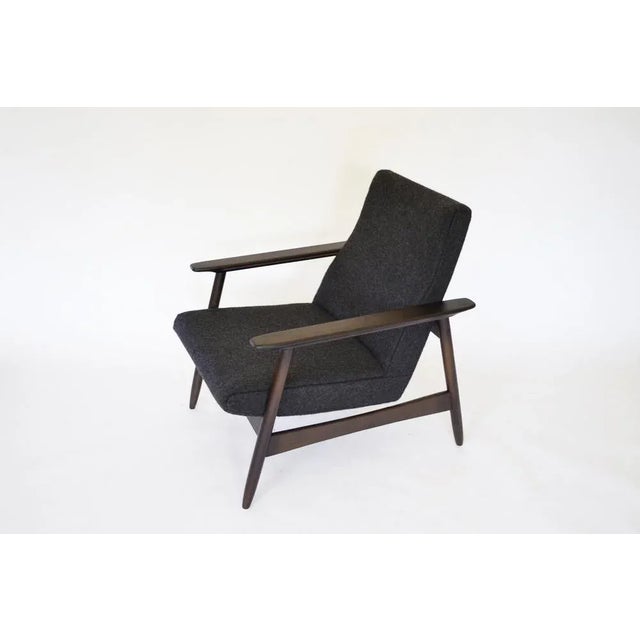 1960s Set of Vintage Dark Brown Oak & Felt Armchairs by Valerija Ema Supermaniene for Vilnius Furniture Factory, 1960s For Sale - Image 5 of 9