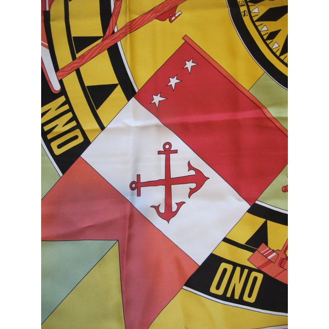 Hermes France Carre 90 Sextants Compass Pattern Black & Multi-Color Silk Scarf For Sale - Image 14 of 16