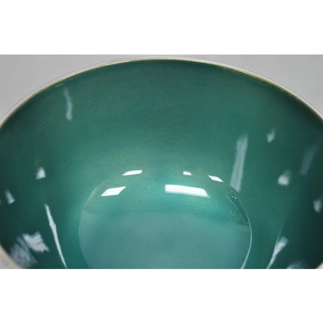 Vintage Mid Century Modern Towle 5003 Green Enamel Silver Plated 7" Footed Bowl For Sale In Philadelphia - Image 6 of 10