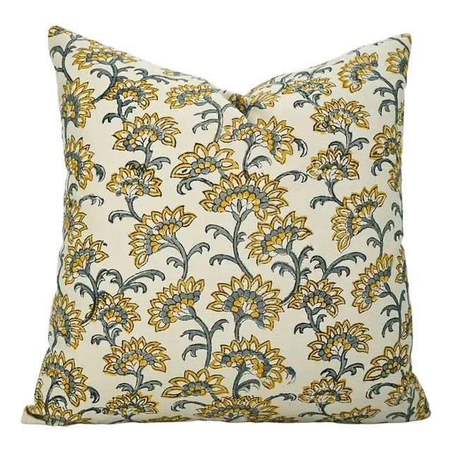 Fabdivine Handcrafted Block Print Cushion Cover 20x20 Inch Cotton Satin-Rajniganda For Sale