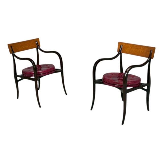 Edward Wormley, Alexandria Armchairs, Mahogany, Walnut, United States, 1960s For Sale