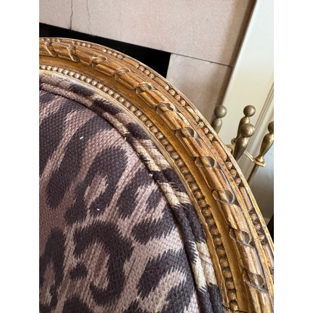 Pair of Louis XVI Medallion Style Arm Chairs Giltwood, 18th Century. Newly upholstered