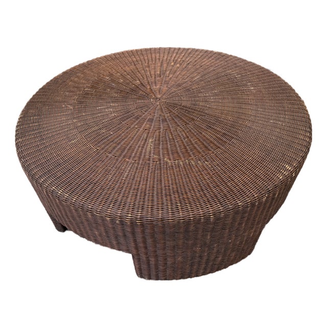 1980s Rattan Wicker Coffee Table For Sale