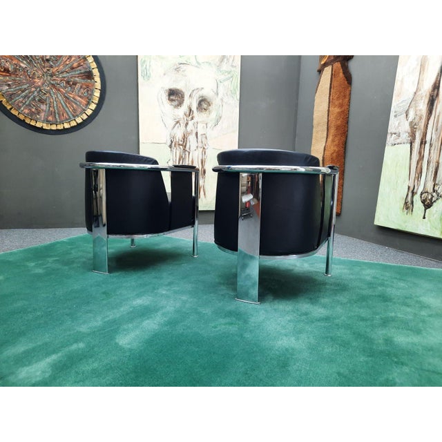 Vintage Italian Club Chairs in Leather, 1980s, Set of 2 For Sale - Image 9 of 14