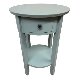 Transitional Aque Side Table With Drawer For Sale