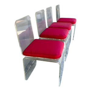 1960s Lucite Swivel Slipper Dining Chairs in the Style of the Waterfall Collection by Charles Hollis Jones - Set of Four -
