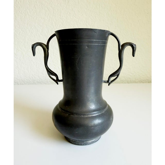 Art Deco Pewter Vase With Greyhound Handles For Sale - Image 9 of 11