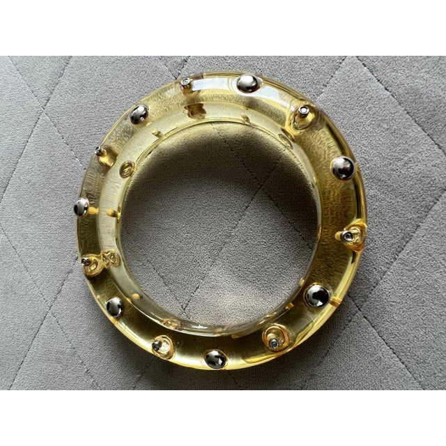 Miriam Salat Studded Translucent Vintage Resin Bangle Silver & White Topaz For Sale - Image 18 of 18