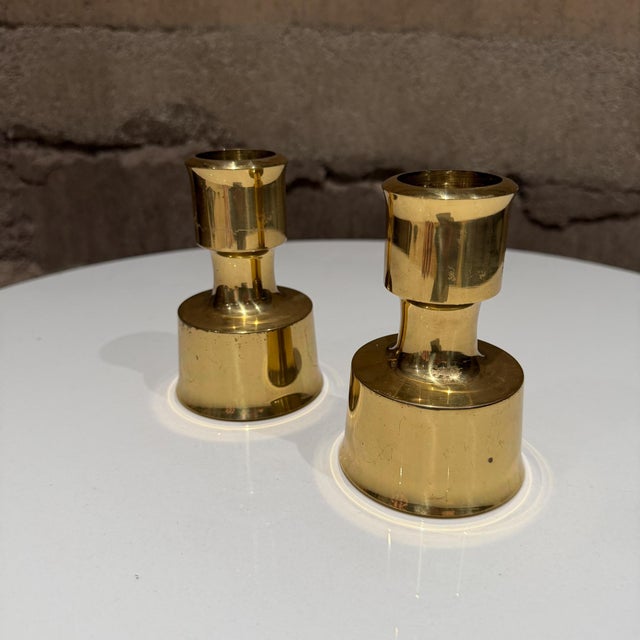 1960s Danish Modern Brass Candle Holders Jens Quistgaard Dansk Designs For Sale - Image 5 of 10