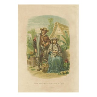 Tomás Padró, Costume Plate of Peruvian Mestizos, Red Race, 1880, Print For Sale