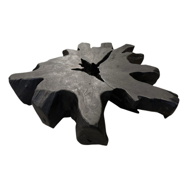 Andrianna Shamaris Impressive Charred Teak Wood Coffee Table For Sale